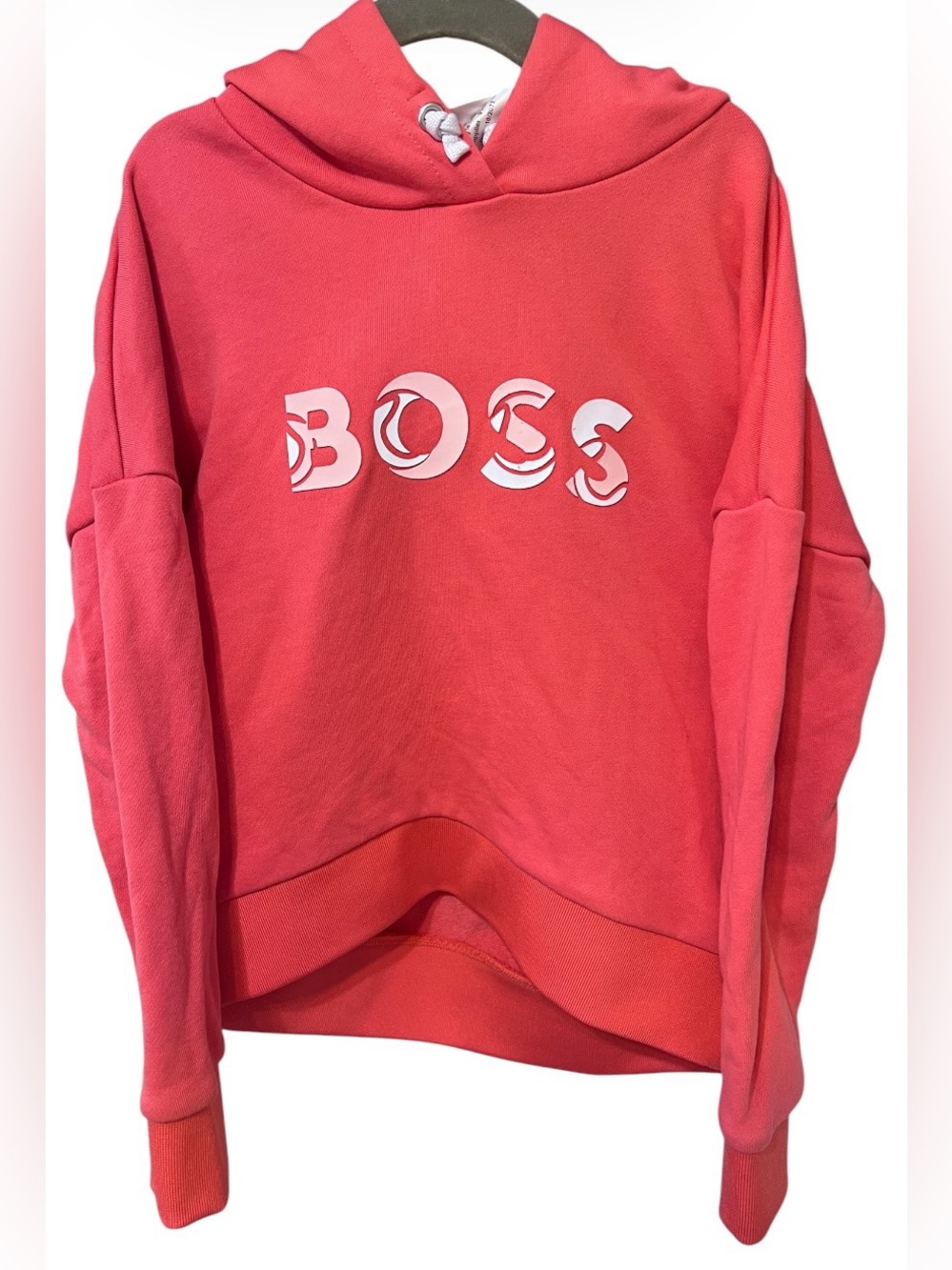 🧡 BOSS Girls Hoodie – Coral | Size 8Y